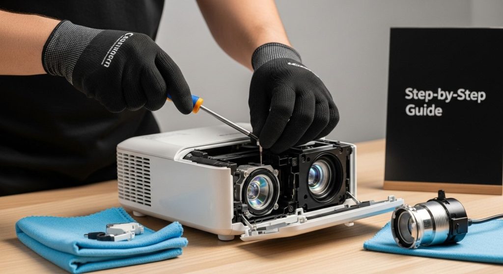changing projector lamp