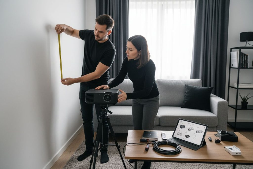 setup projector rumah