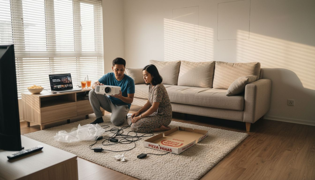 Sudut pawagam mini di ruang tamu yang memang selalu digunakan seisi keluarga