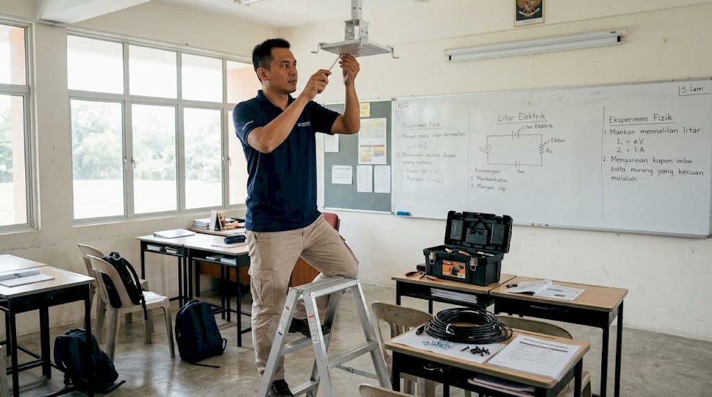 Meneliti pelbagai pilihan cara pemasangan projektor