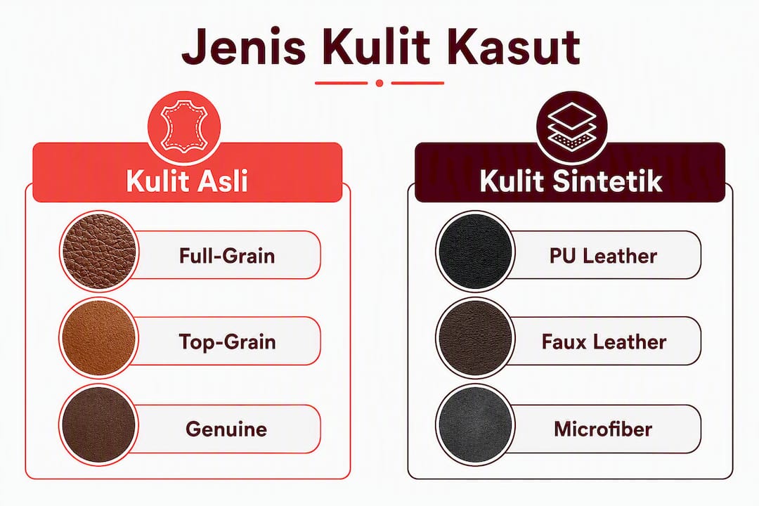 Panduan visual jenis-jenis kulit kasut lelaki: Perbandingan dan keistimewaan