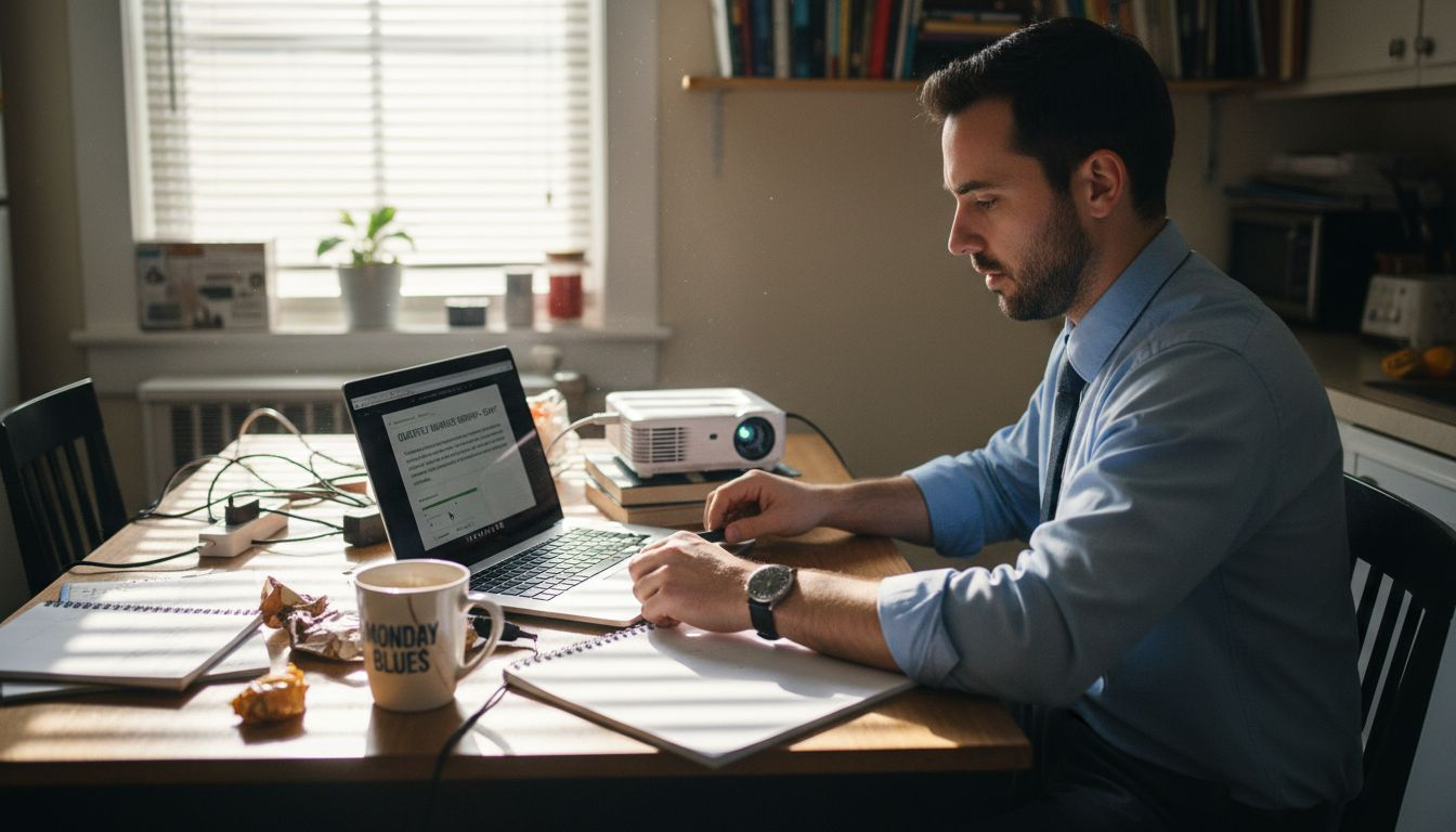 Remote worker sets up virtual presentation